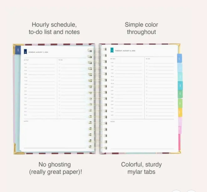 2026-2027 Spiral Daily Simplified Planner - Berry Stripe