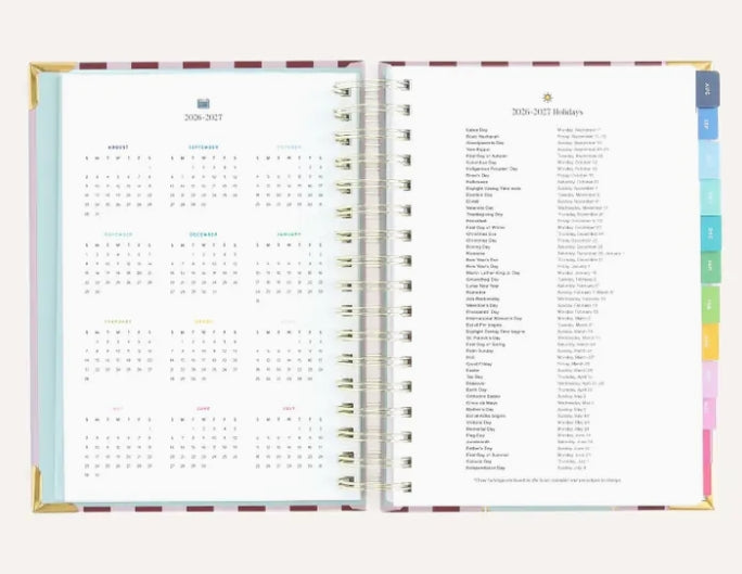 2026-2027 Spiral Daily Simplified Planner - Berry Stripe