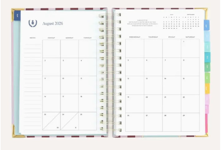 2026-2027 Spiral Daily Simplified Planner - Berry Stripe