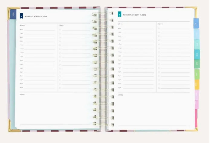 2026-2027 Spiral Daily Simplified Planner - Berry Stripe