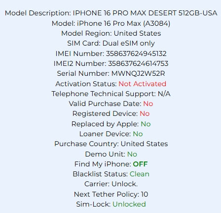 Apple iPhone 16 Pro Max 512GB Desert Titanium Carrier: Unlocked