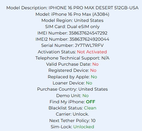 Apple iPhone 16 Pro Max 512GB Desert Titanium Carrier: Unlocked
