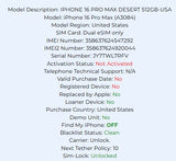 Apple iPhone 16 Pro Max 512GB Desert Titanium Carrier: Unlocked
