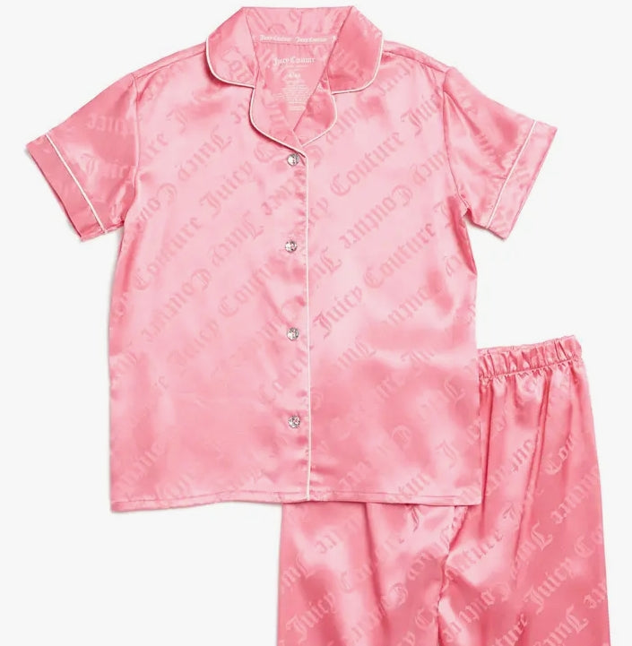 Juicy Couture Kids' Satin Notch Collar Pajamas Size 6/6X