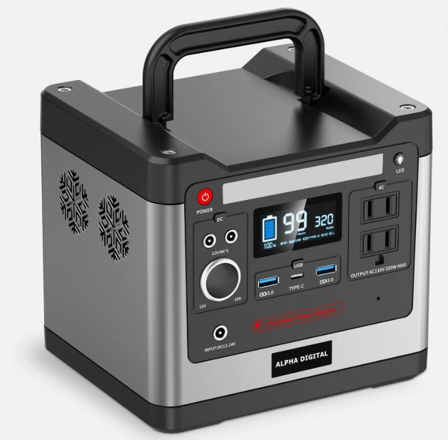 Alpha Digital 320W 93120 mAh Outdoor Portable Power Station for Home/Camping + solar panel
