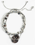 Hammered Silver Disc Link Bracelet Set