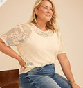 Maurices Plus Size Studio Y Lace Short Sleeve Tee Women's 2XL