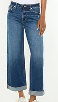 KanCan™ Mid Rise Mini Roll Hem Wide Leg Jean Women's 29*28
