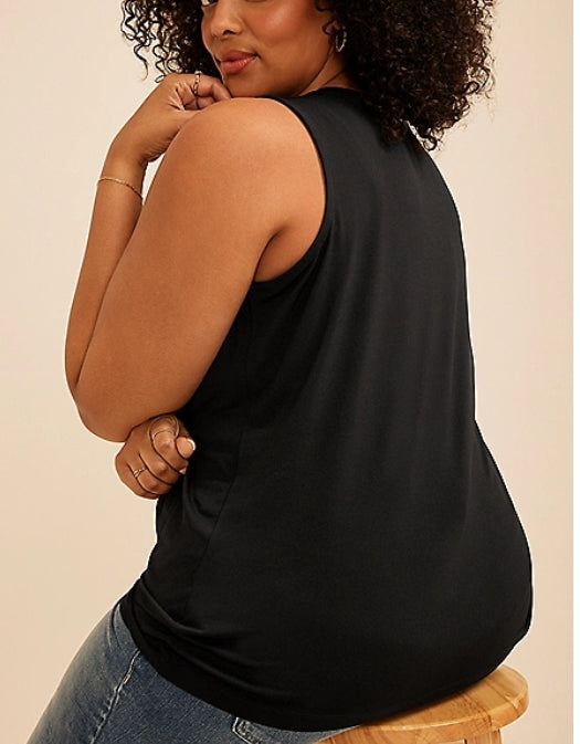 Plus Size Studio Y Asymmetrical Neckline Knot Tank Top Women's 1x