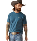 ARIAT Men's Western Wire T-Shirt - Steel Blue Heather - Medium
