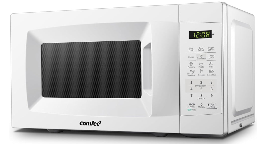 COMFEE' Countertop Microwave Oven, 0.7 Cu.Ft, 700W,Pearl White, ECO Mode