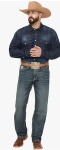 Cinch Men's White Label Relaxed Fit Mid Rise Jeans Dark Stonewash 34W x 36L US
