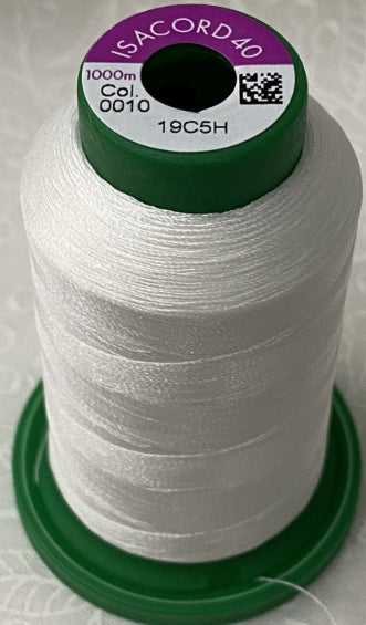 Isacord 0010 Silky White Thread 10 Pack