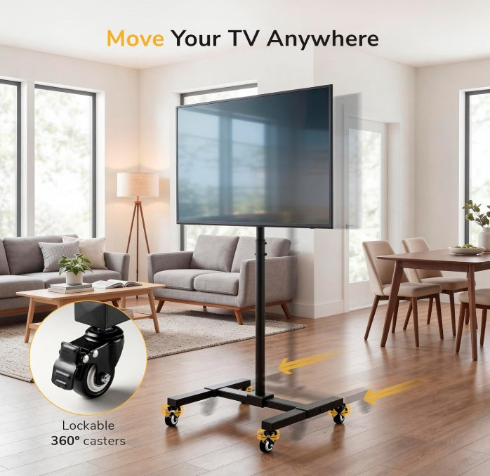 Mount-It! Mobile TV Stand with Locking Wheels, 13-42", Black