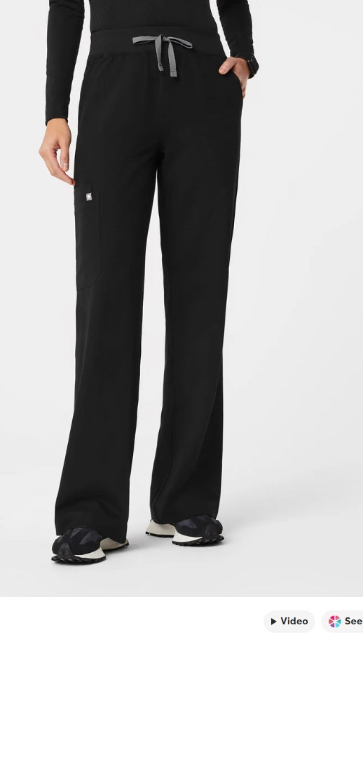 High Waisted Isabel Wide Leg Scrub Pants - Black- Medium Petite