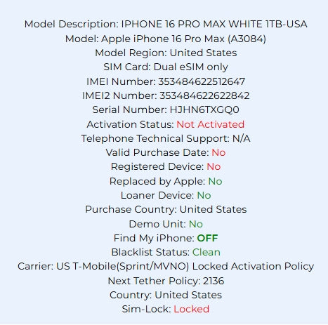 Apple iPhone 16 Pro Max 1TB White Titanium Carrier Locked: T-Mobile