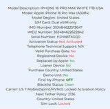Apple iPhone 16 Pro Max 1TB White Titanium Carrier Locked: T-Mobile