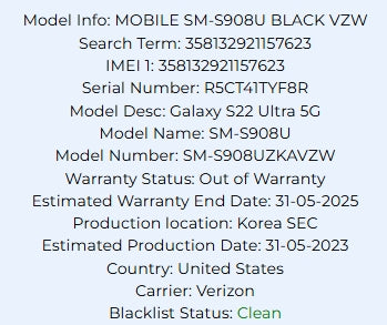 Galaxy S22 Ultra 128GB Black Carrier Locked: Verizon