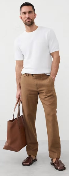 Banana Republic Slim-Straight Linen-Blend Trouser - Brown - Size: 30x30