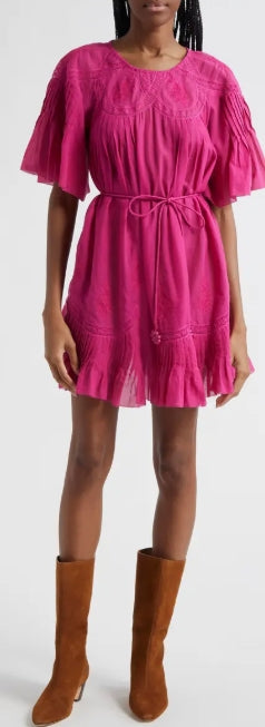 Lace Detail Cotton Minidress FARM Rio Size XL
