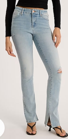 Mid Rise Light Wash Ripped Skyscraper Jeans