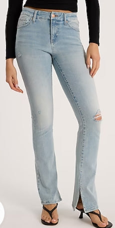 Express Mid Rise Light Wash Ripped Skyscraper Jeans Size M R Flex