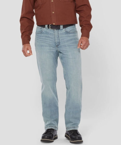 DULUTH Men's Ballroom Double Flex Relaxed Fit Jeans, Light Wash Den SIZE 38X30