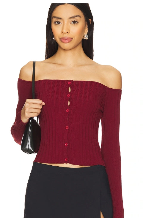 Superdown Calypso Top - Red - Long Sleeved Tops Size M