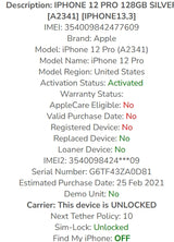 Apple iPhone 12 Pro (128GB, Silver) Unlocked
