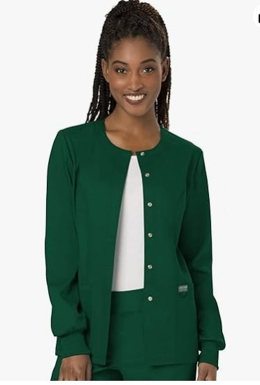 Cherokee Scrub Jackets For Woman, Snap Front with 3 Pockets & 2 way Stretch - WW310 Size L