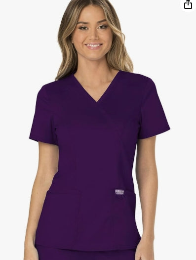 Cherokee Scrubs for Women Mock Wrap Top with 3 Pocket, Back Princess Seams WW610 XL