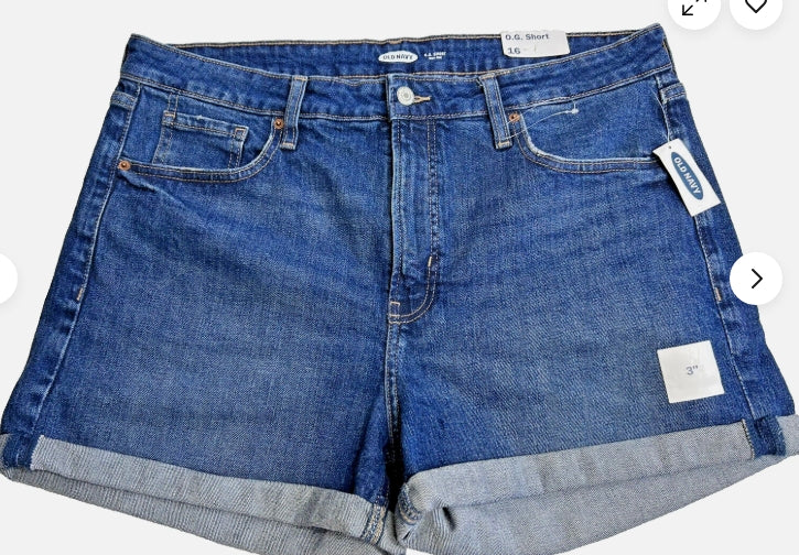 Old Navy OG Jean Shorts Womens Size 14 Sweetheart Blue Denim 5 Pocket Cut Off NW