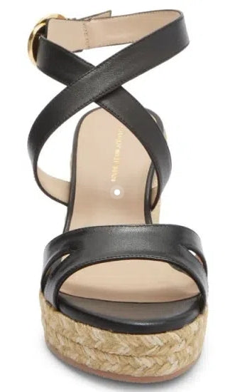 STUART WEITZMAN Zuzu Espadrille Wedge Sandal In Black Size 40.5