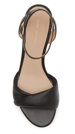 STUART WEITZMAN Everly Block Heel Sandal In Black Nappa Size 40.5