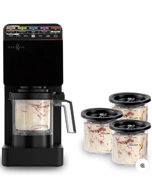 Food Genie Dessert Station Black with 3 Pints, 11 Mode Frozen Treat Maker
