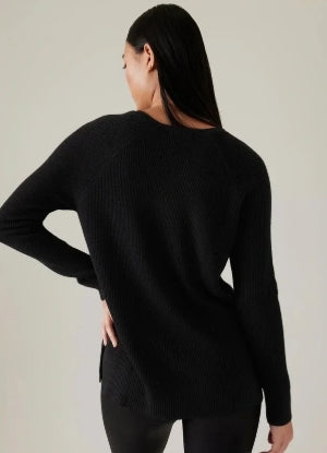 Athleta Hanover Refined V-neck Sweater for Women - Black - Size Medium
