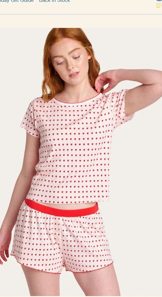 Suzie Pj Set in Floating Hearts - M