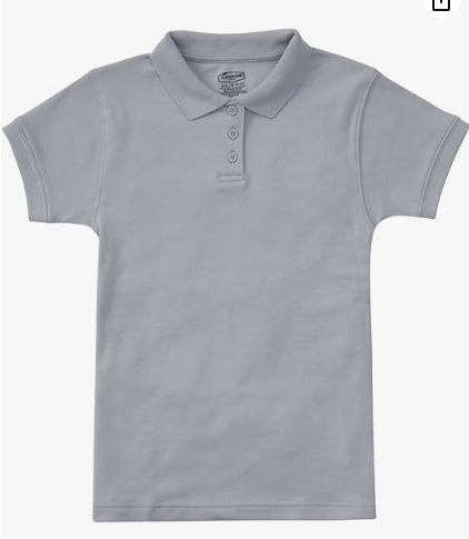 Classroom Uniforms Junior Polo T-Shirt for Girls Short Sleeve with Ribbed Collar CR858Y, S, Heather Gray