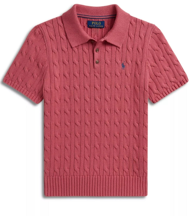 Polo Ralph Lauren Boys' Cable Knit Cotton Polo Sweater - Little Kid, Big Kid- Red XL(18/20)