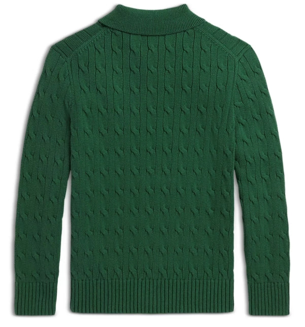 Polo Ralph Lauren Boys' Cable Knit Cotton Polo Sweater - Little Kid, Big Kid- Green L(14/16) (Copy) (Copy)