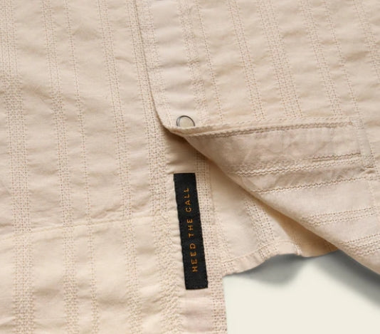 Howler Bros Men's H Bar B Snap Shirt, Eyelet Stripe/Off White, Lightweight Pearl Snap Short Sleeve Western Shirt