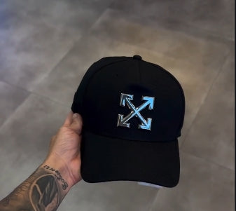 OFF WHITE Metallic Arrows Curved Brim Twill Cap (Black)