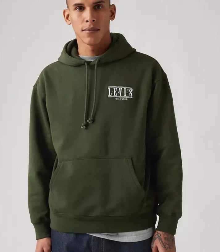 LEVI'S Relaxed Fit Graphic Hoodie Sweatshirt One Kombu Green - Green L