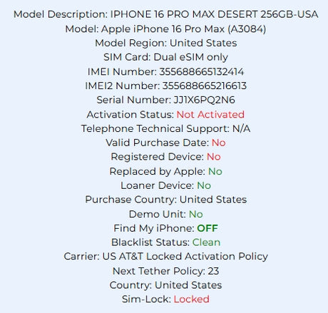 Apple iPhone 16 Pro Max Desert Titanium 256GB Carrier Locked: AT&T