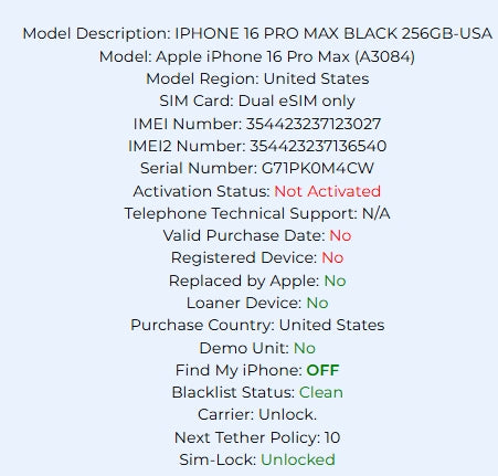 Apple iPhone 16 Pro Max Black Titanium 256GB Carrier: Unlocked