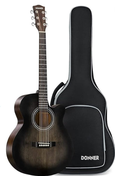 Donner Full Size Acoustic Electric Guitar with Amplifier 40 Inch for Beginner Intermediate