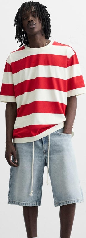Zara WASHED BAGGY FIT DENIM SHORTS Size 44
