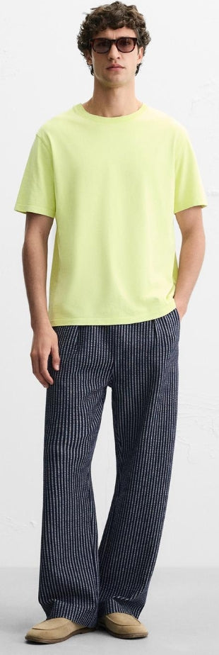 Zara RELAXED FIT SEERSUCKER PANTS Size S