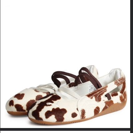 Puma SPEEDCAT BALLET COW PRINT Women – Chocolate Brown-warm White- Size:9