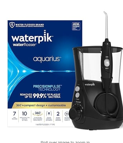 Waterpik Aquarius Water Flosser Professional For Teeth, Gums, Braces, Dental Care, Electric Power With 10 Settings, 7 Tips For Multiple Users And Needs, ADA Accepted, White WP-660, Packaging May Vary (NEW, OPEN BOX)